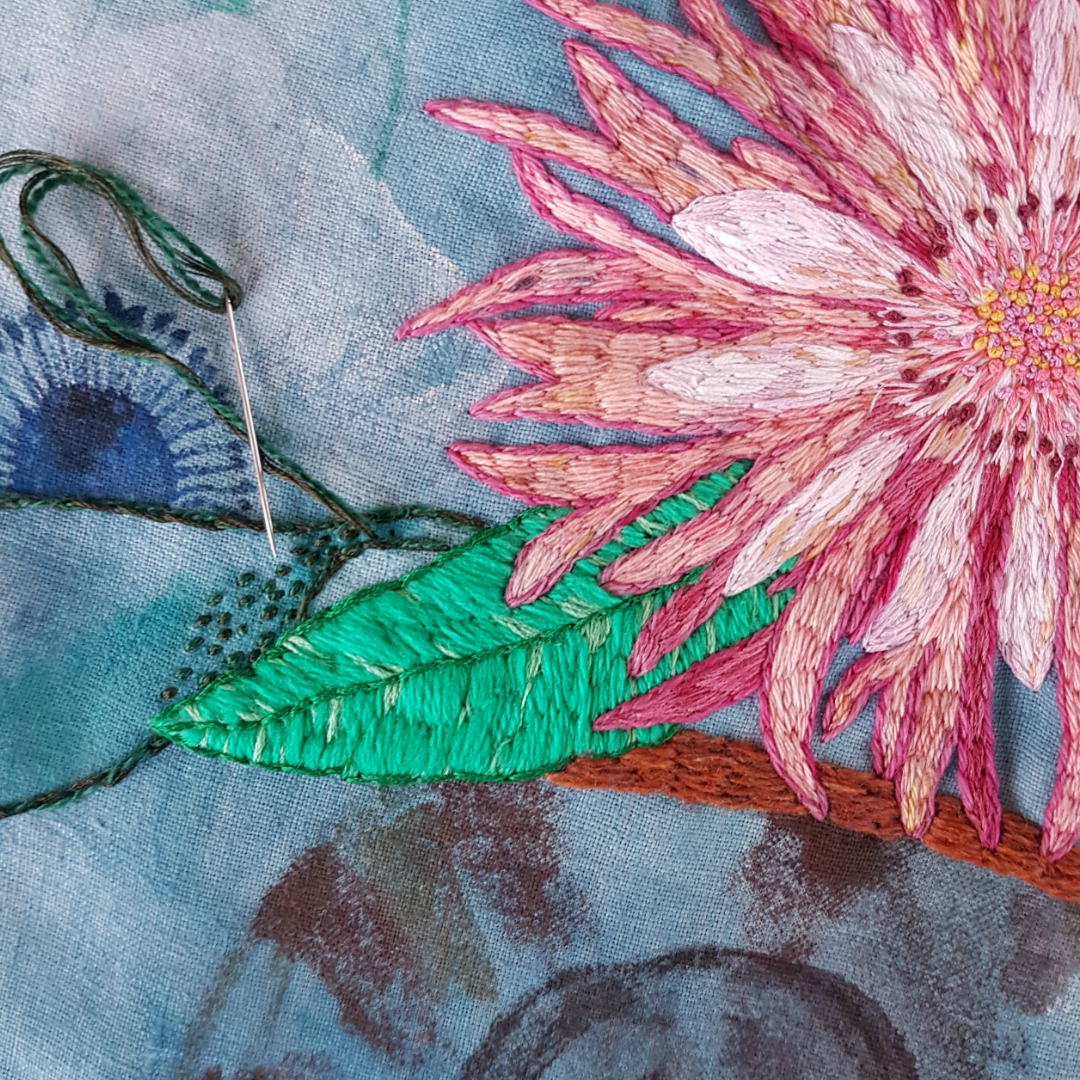 Textile art work in progress