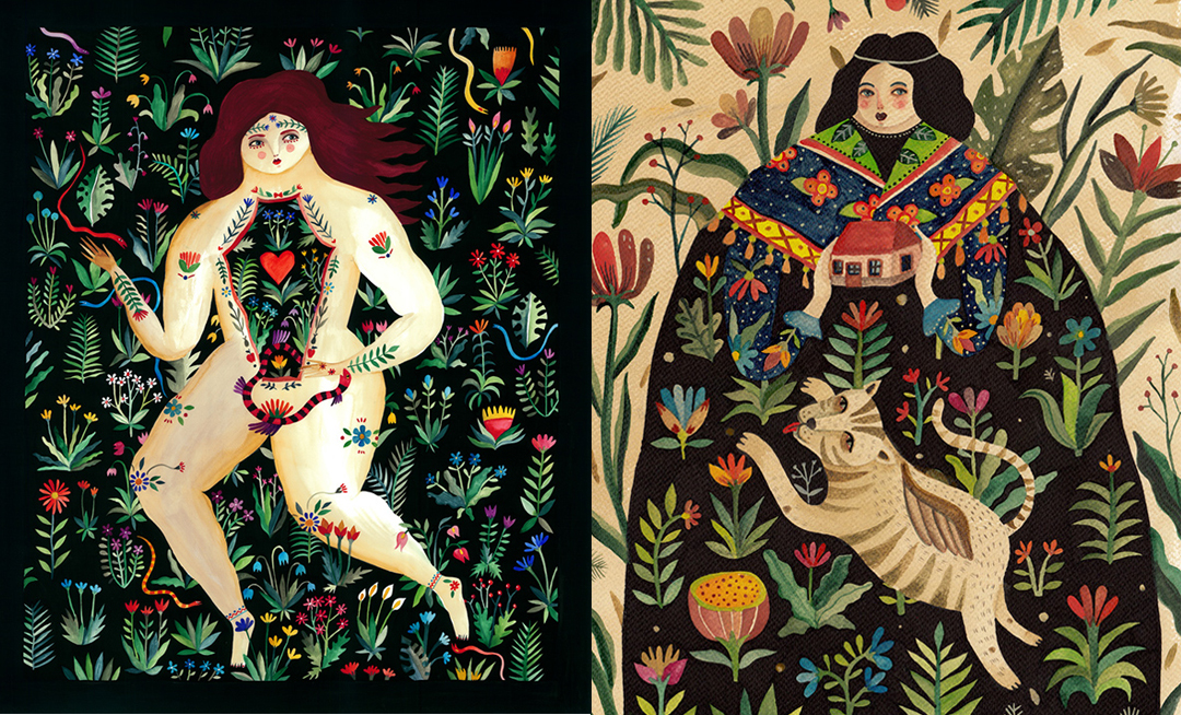 Folk-inspired illustration by Aitch