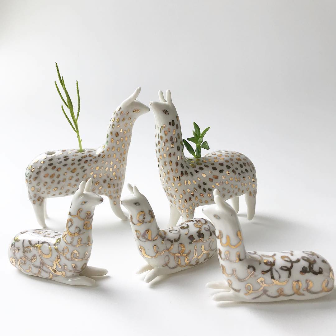 Illustrated animal ceramics by Bird Can Fox