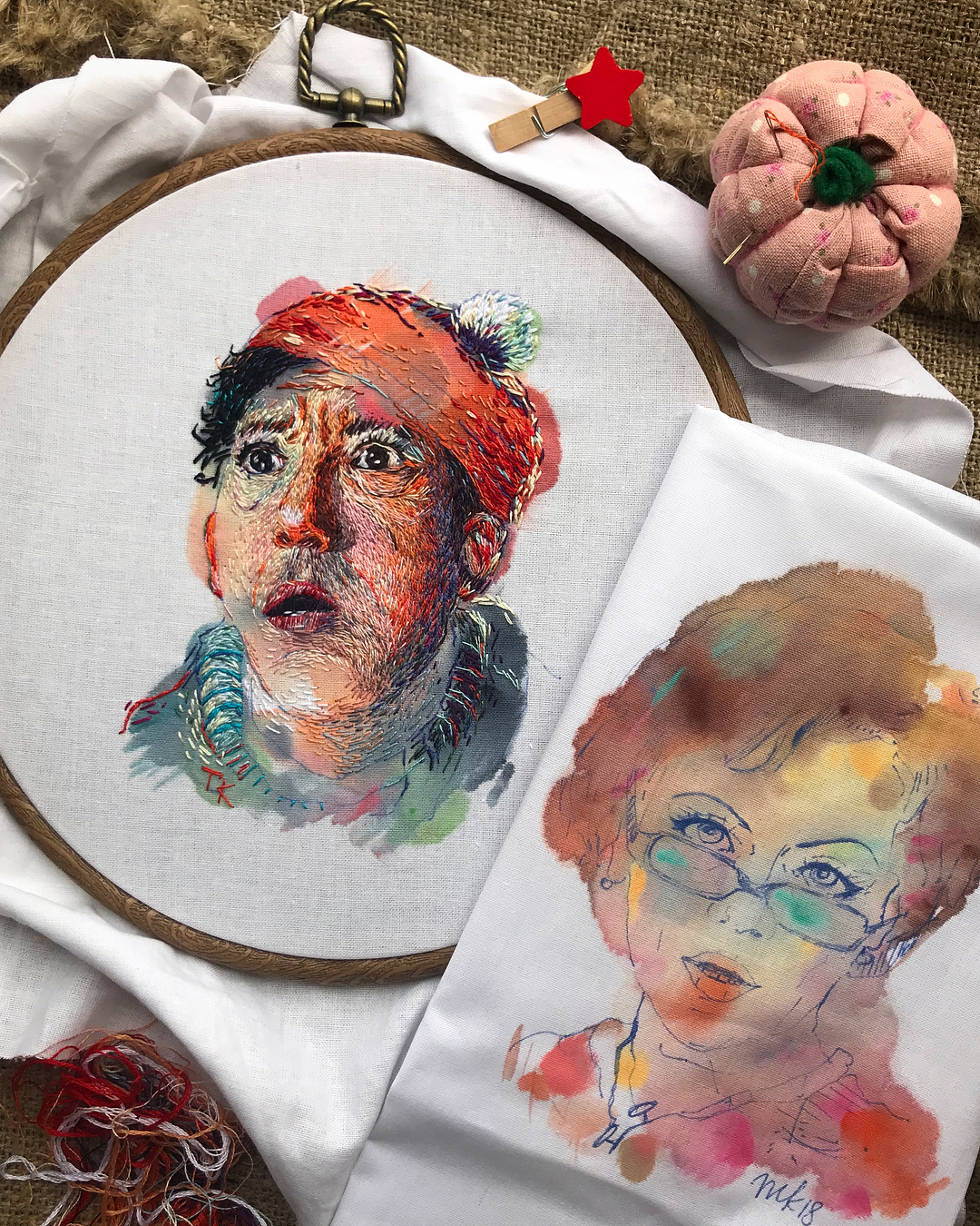 Embroidery and painting by Taisiya Kovali