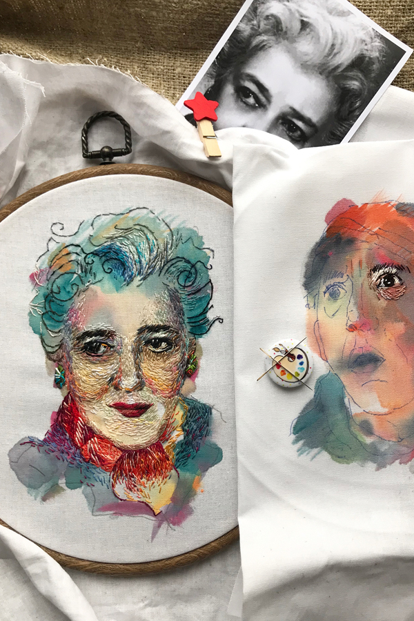 Watercolor painting and embroidery by Taisiya Kovali