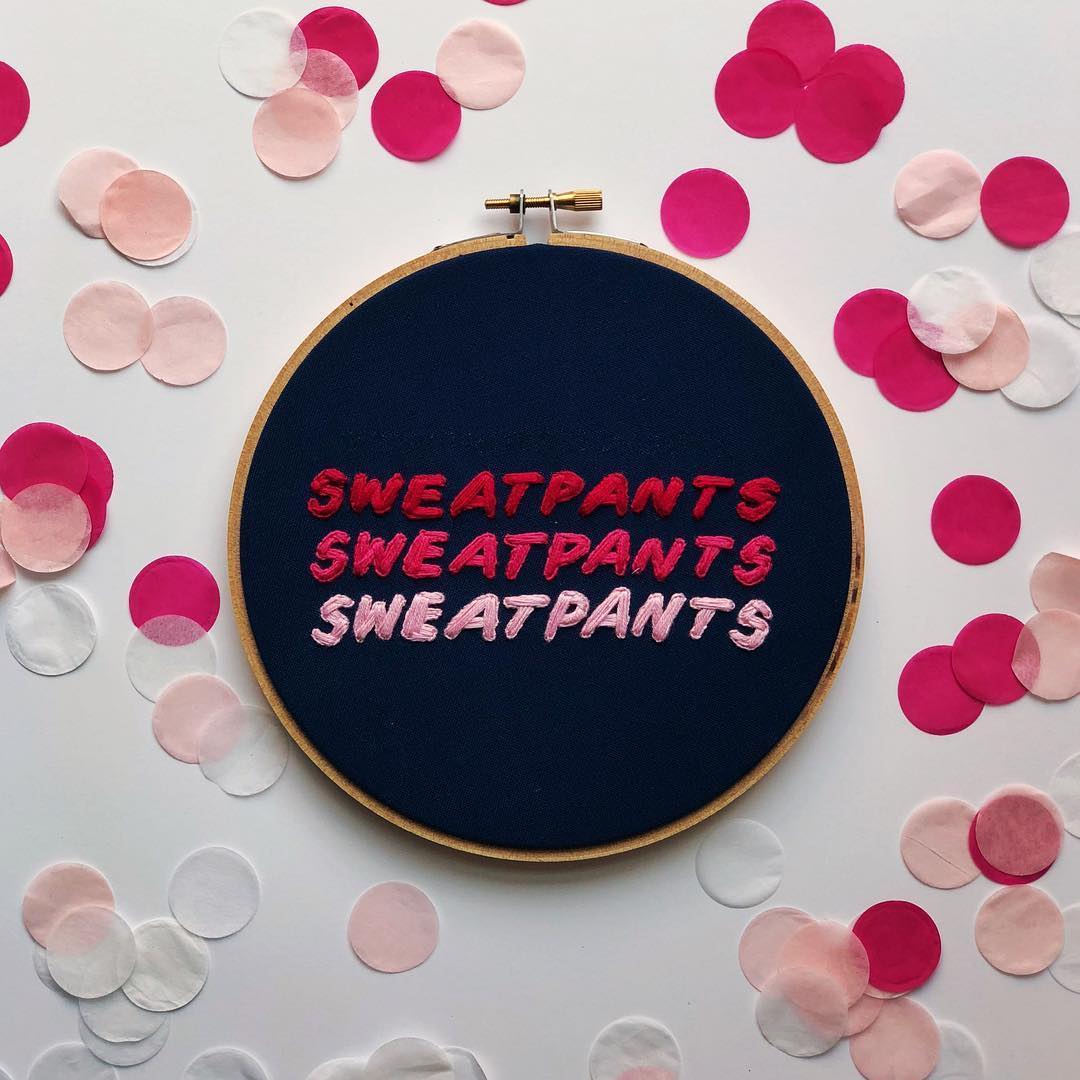 Embroidered typography by Jojo Giltsoff