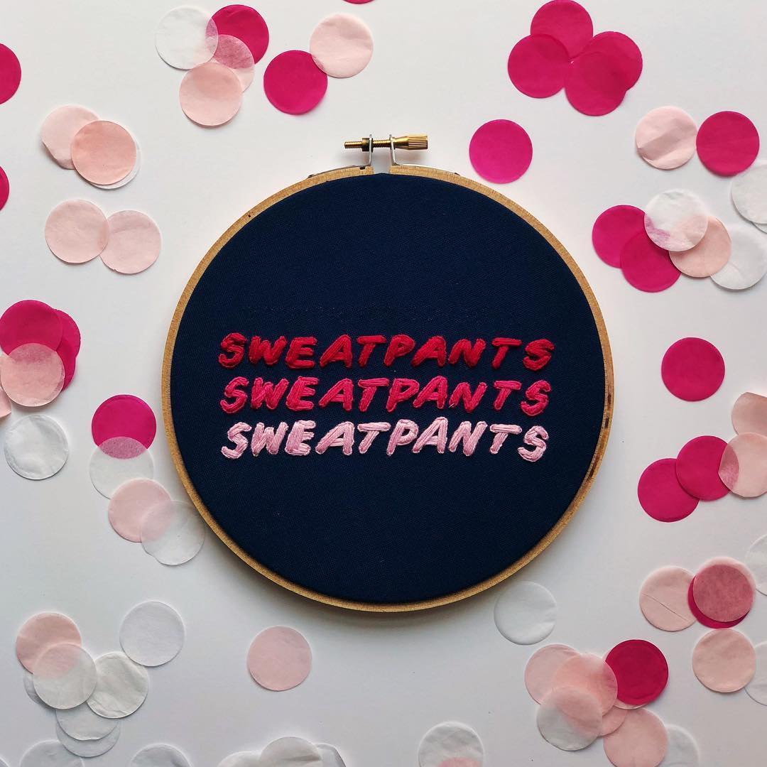 Embroidered typography by Jojo Giltsoff