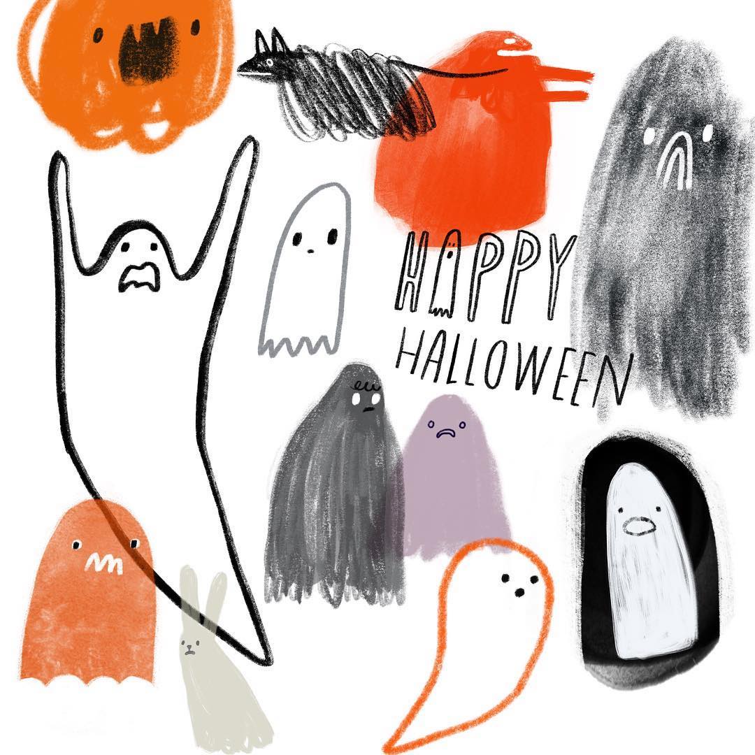 Halloween illustrations by Katie Vernon