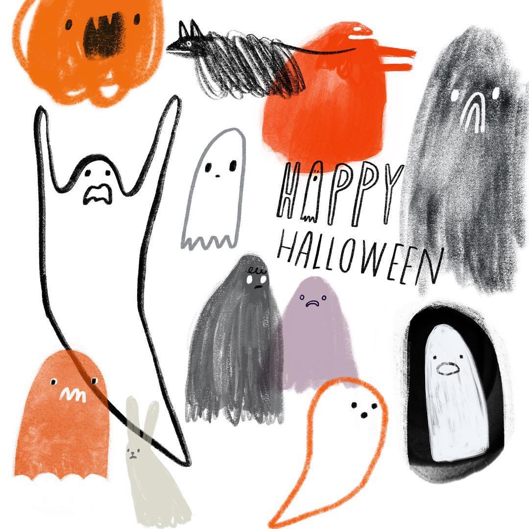 Halloween illustrations by Katie Vernon