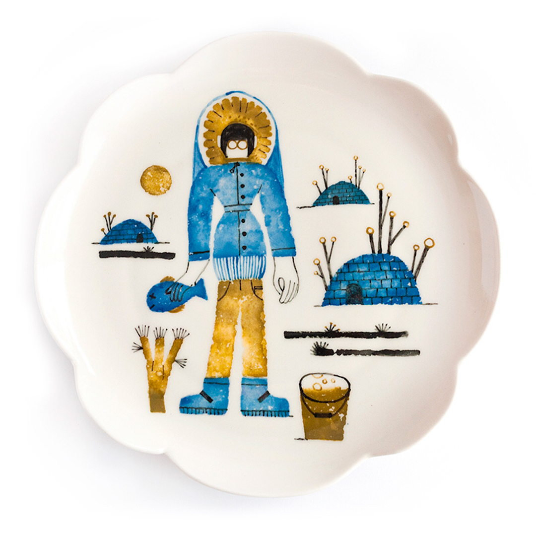 Illustrated ceramic plate by Malota