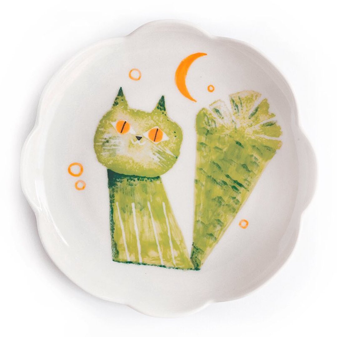 Illustrated ceramic plate by Malota