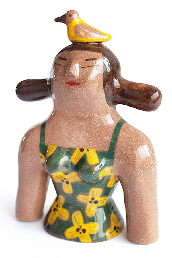 Illustrated ceramic sculpture by Malota