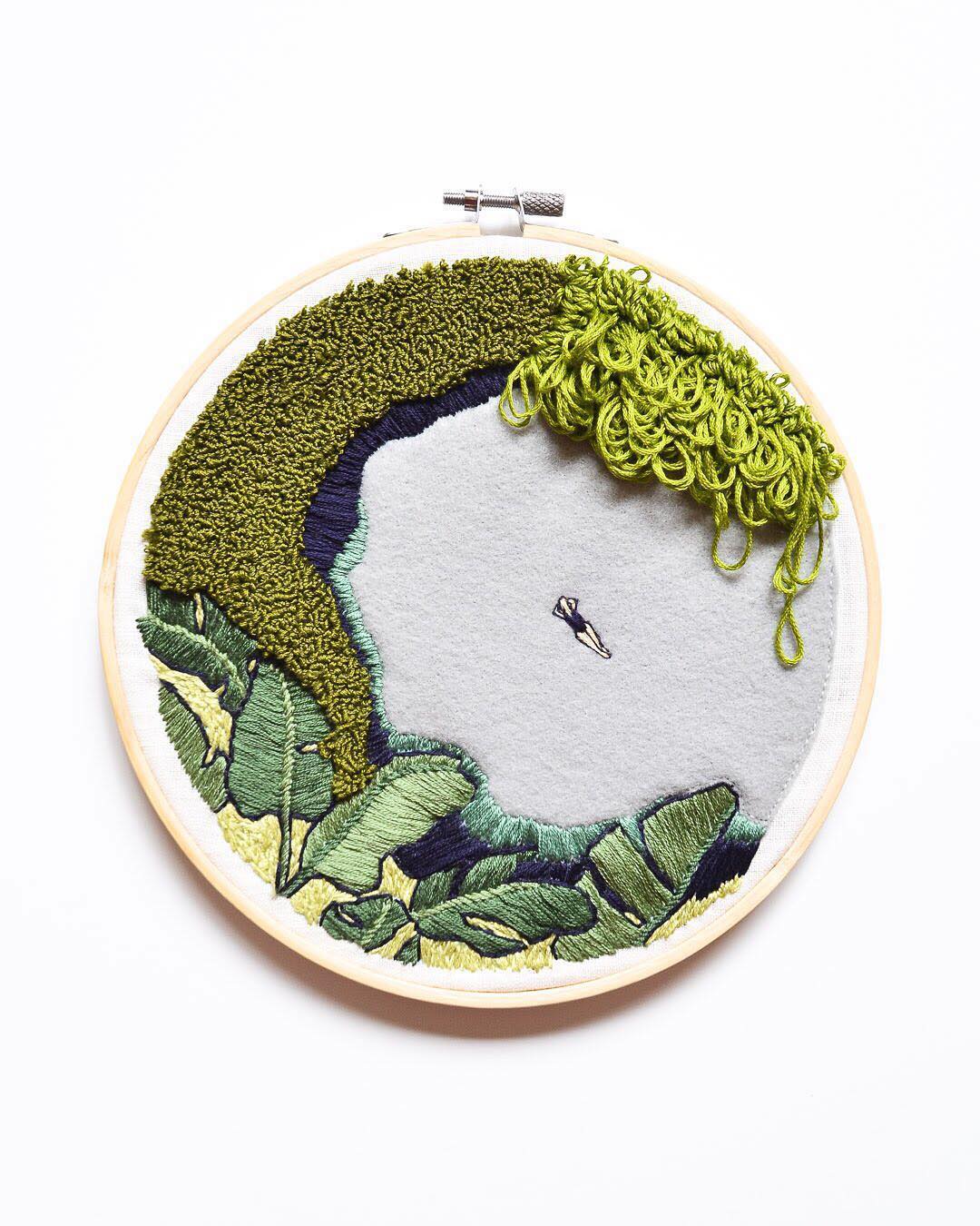 Hand embroidered landscapes by Fenny Suter