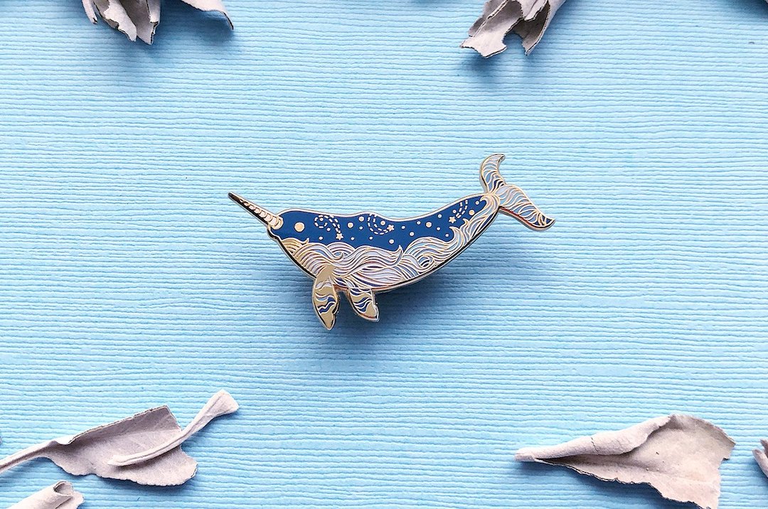 Narwhal enamel pin 