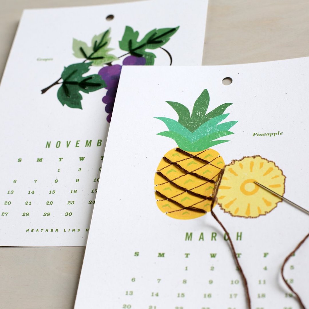 Calendar embroidery kit