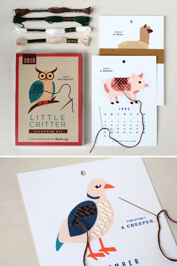 Calendar embroidery kit