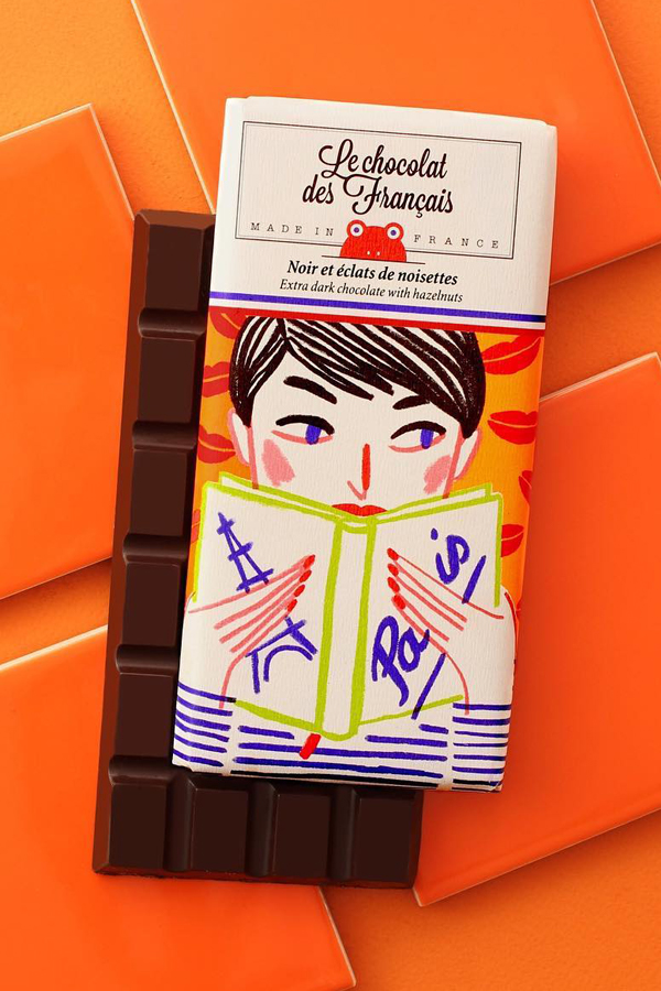 Illustrated packaging for chocolate bars