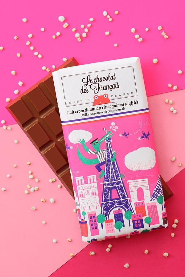 Illustrated packaging for chocolate bars