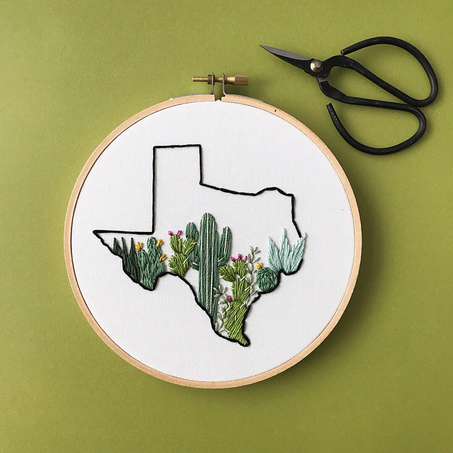 State embroidery hoop art by Lemon Made Shop