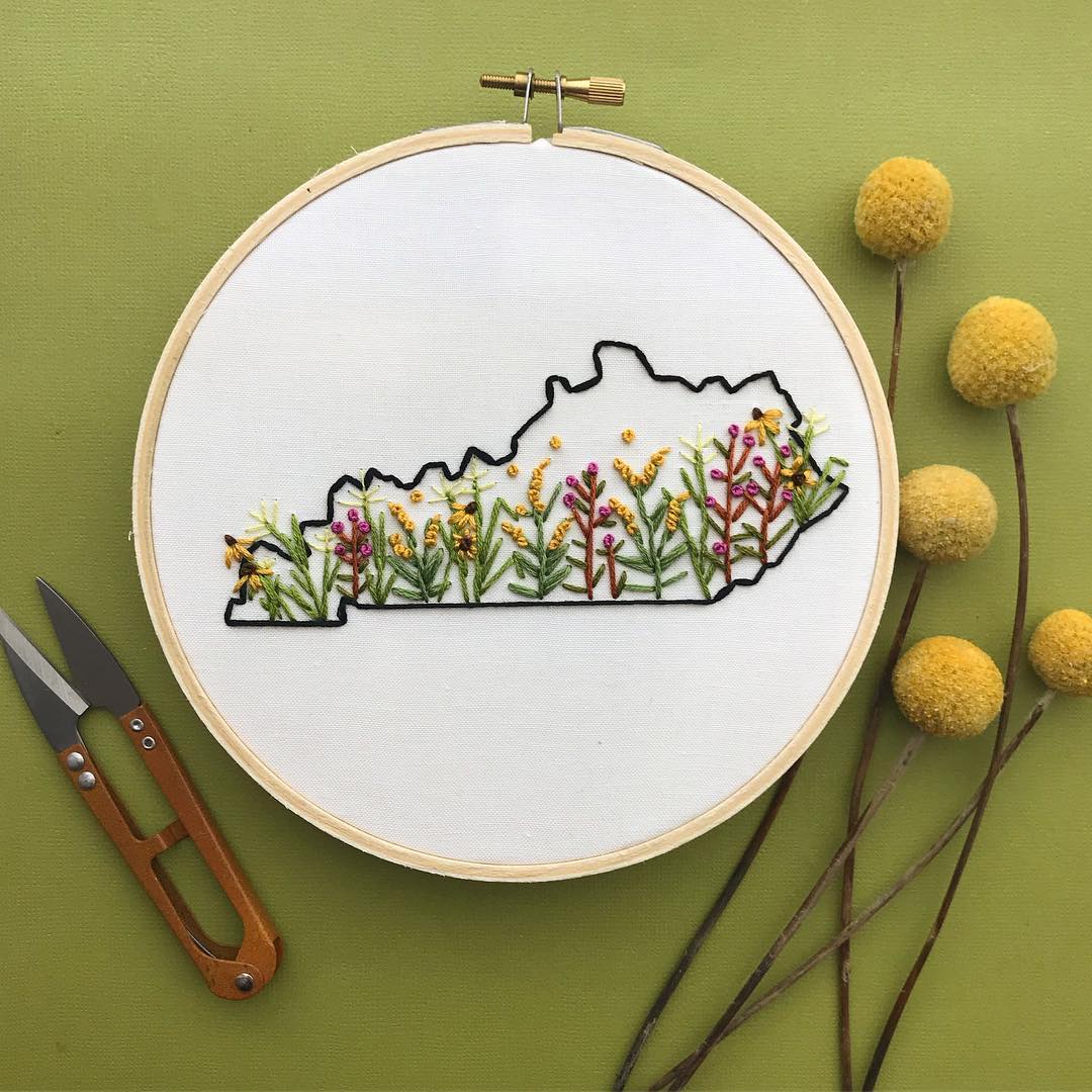 State embroidery hoop art by Lemon Made Shop