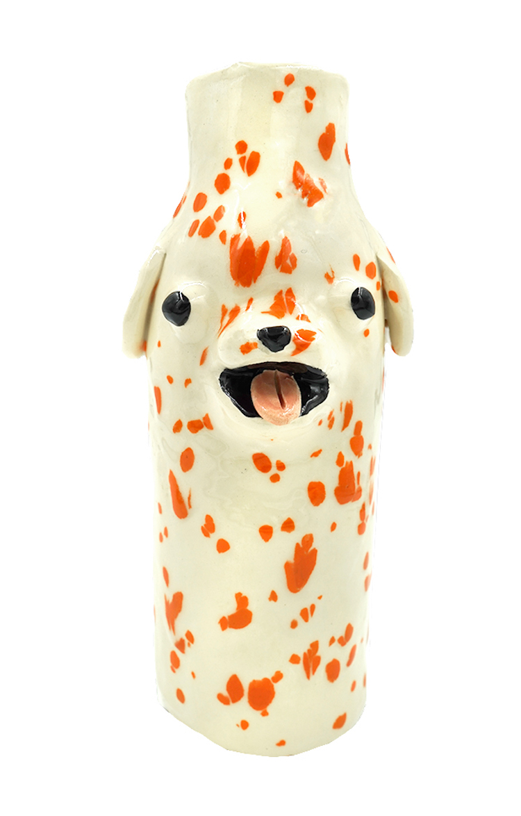 Ceramic dog vase by Katie Kimmel