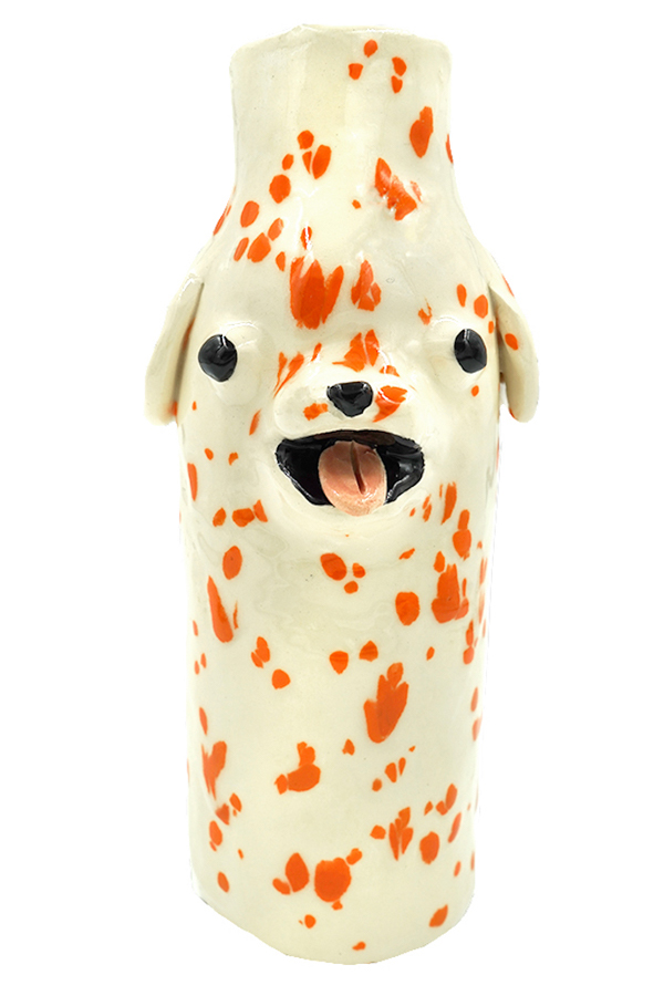 Ceramic dog vase by Katie Kimmel