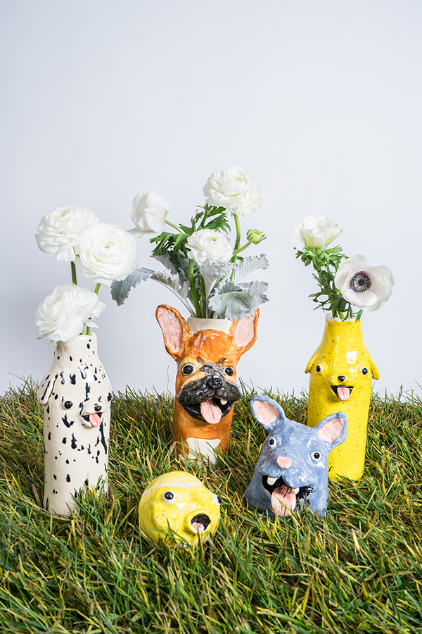 Ceramic dog vase by Katie Kimmel