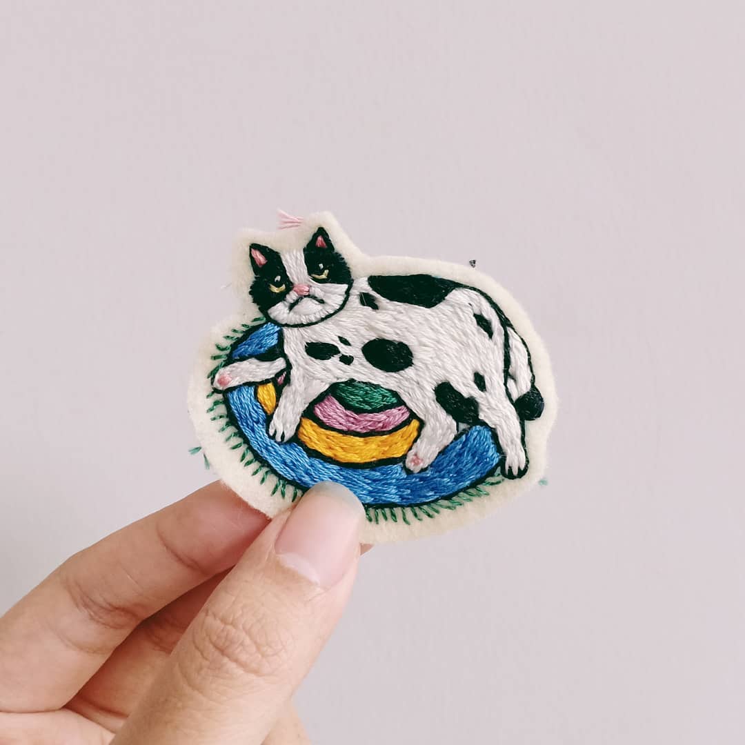 Hand embroidered brooch by Cub Club