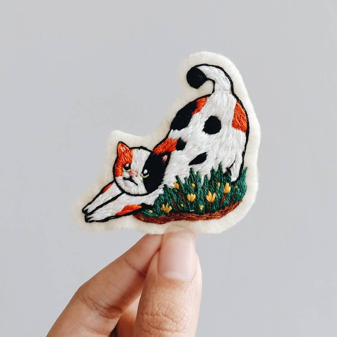Hand embroidered brooch by Cub Club