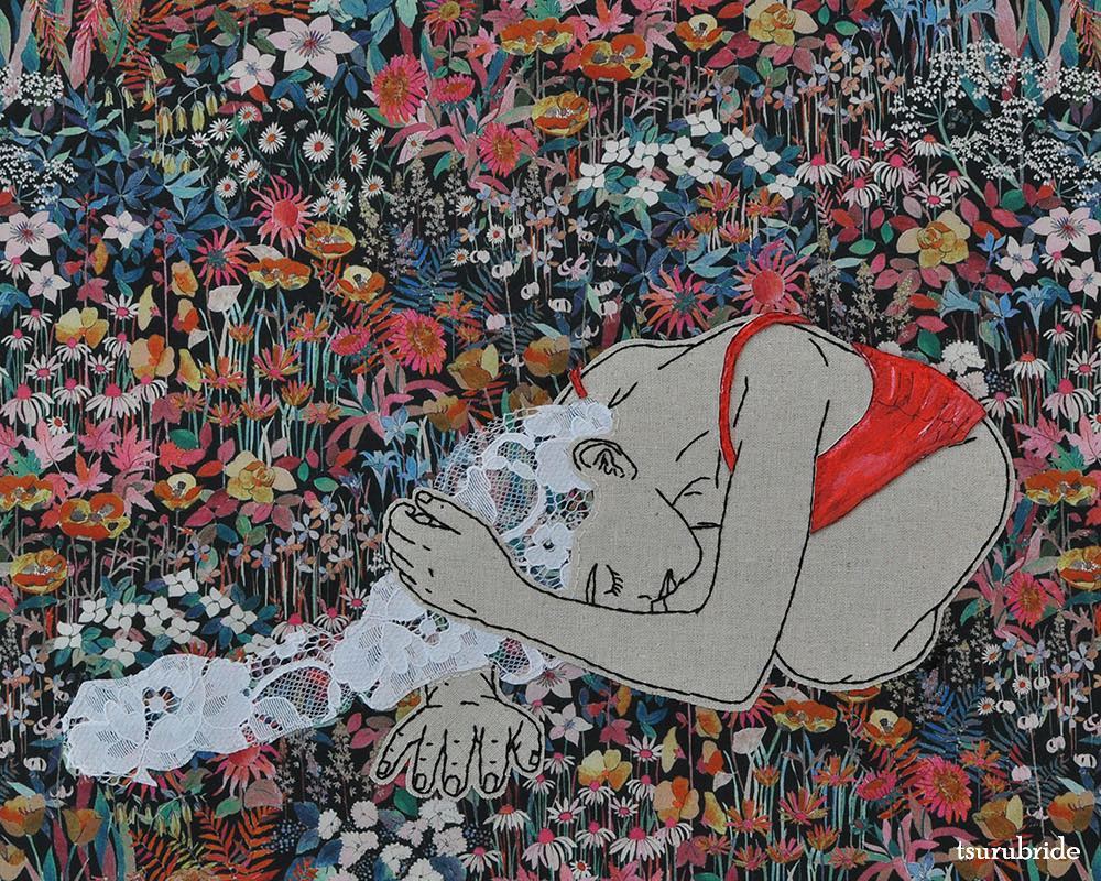 Appliqué embroidery of women by Meghan Willis