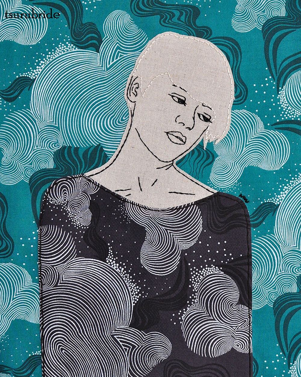 Appliqué embroidery of women by Meghan Willis