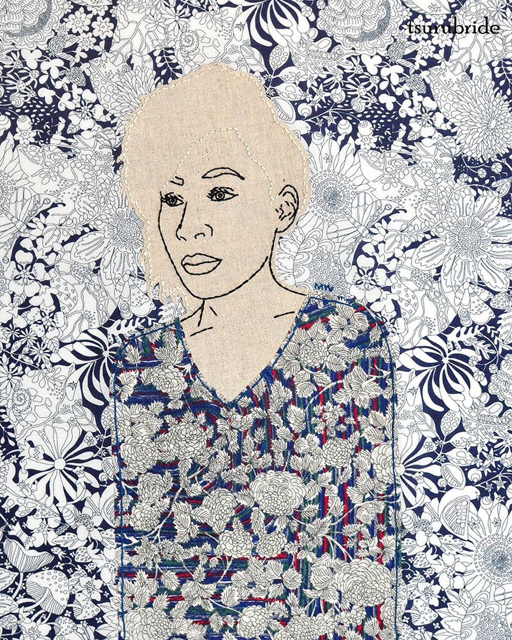 Appliqué embroidery of women by Meghan Willis