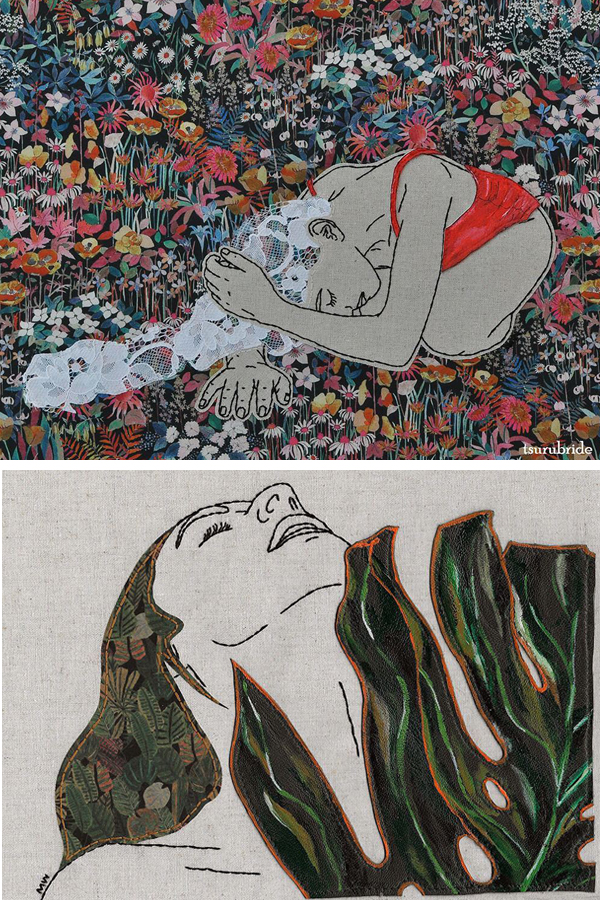 Appliqué embroidery of women by Meghan Willis