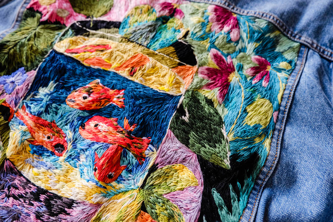 Embroidered denim jacket by Mapi BG