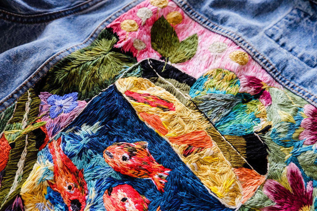 Embroidered denim jacket by Mapi BG