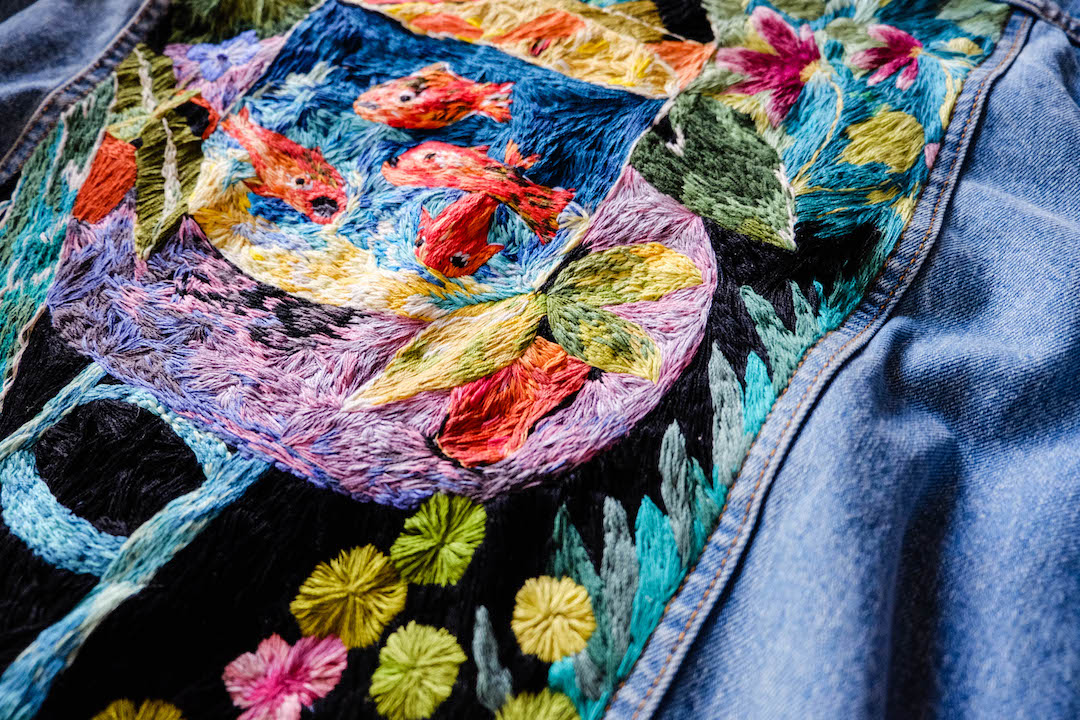Embroidered denim jacket by Mapi BG