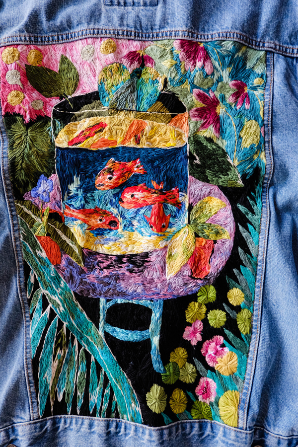 Embroidered denim jacket by Mapi BG