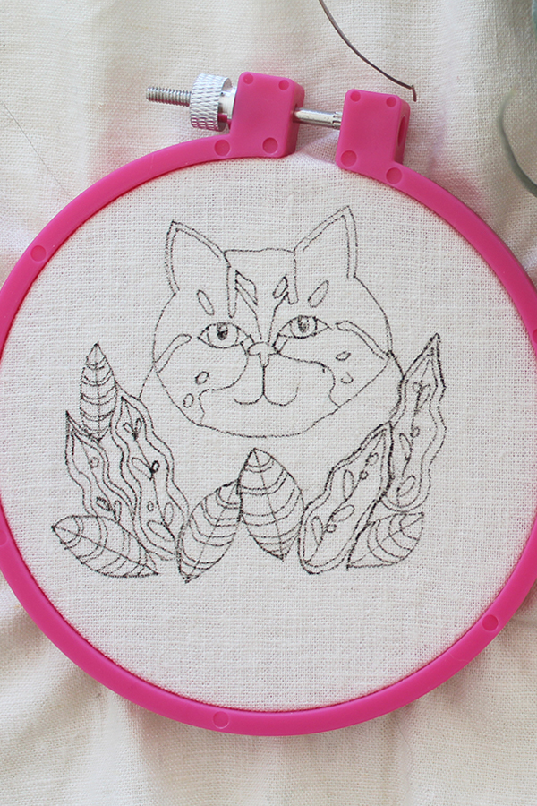 Cat embroidery by Sara Barnes