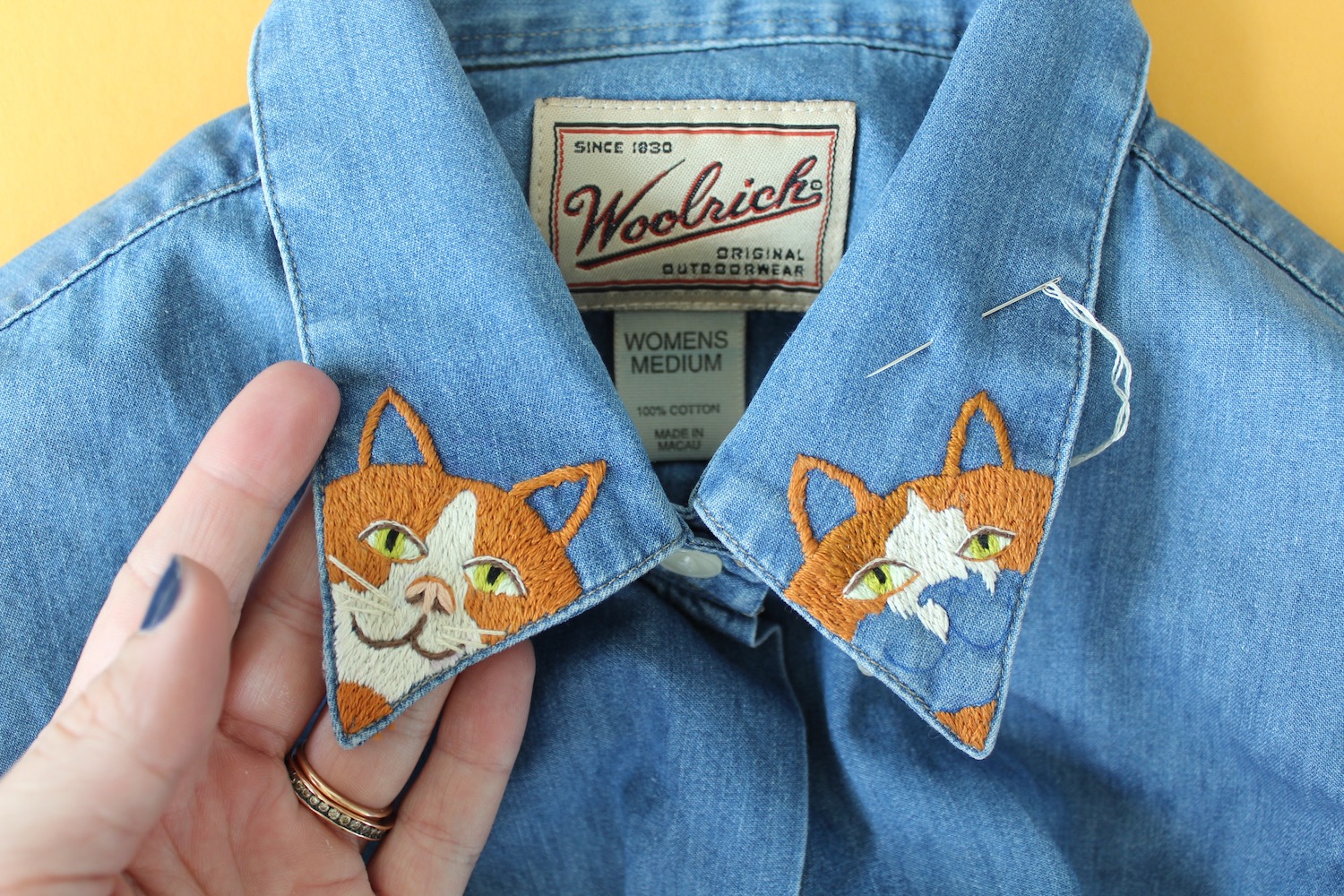 Embroidered cat clothing 