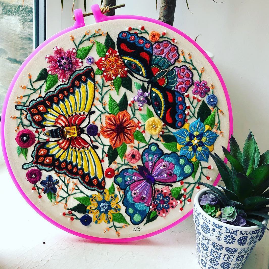 Contemporary plant embroidery