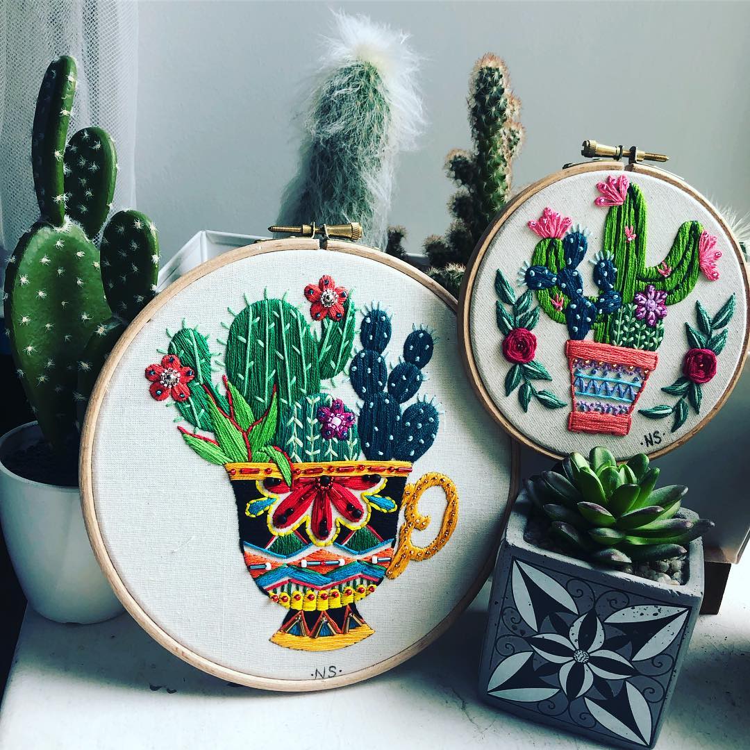 Contemporary plant embroidery