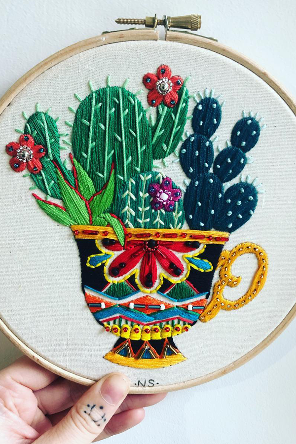Embroidery inspired by tattoos by Natalie Sedgewick