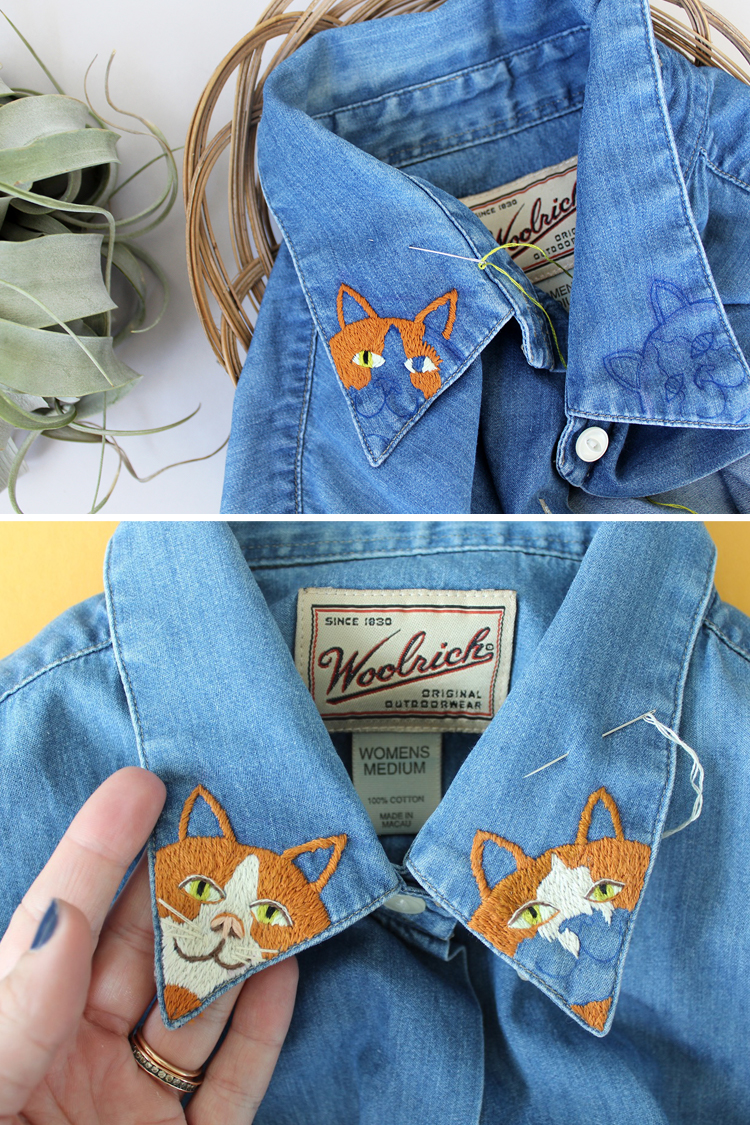 Embroidered cat clothing by Sara Barnes
