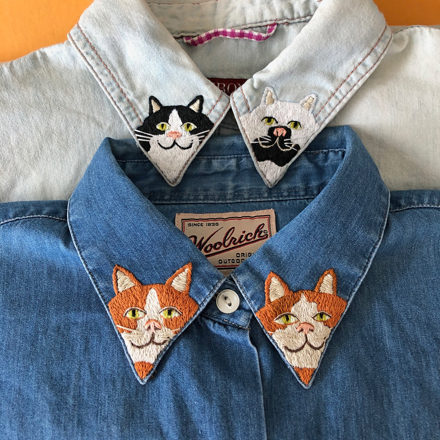 Cat collar embroidery by Sara Barnes
