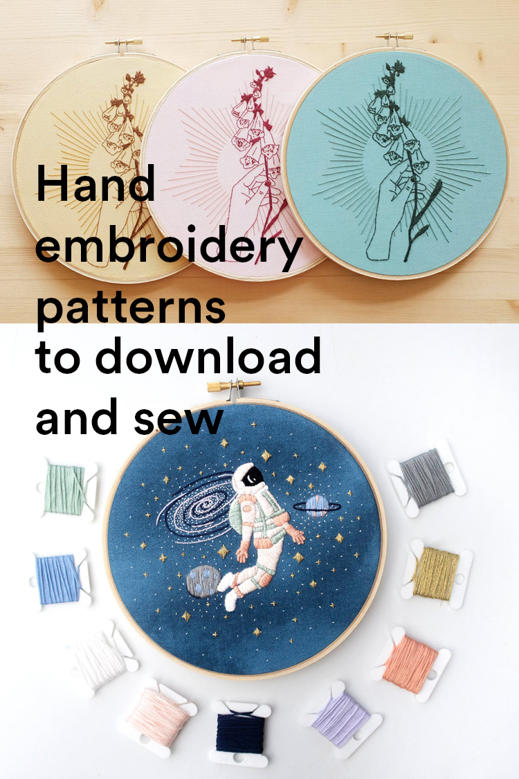 Modern hand embroidery patterns to download and sew