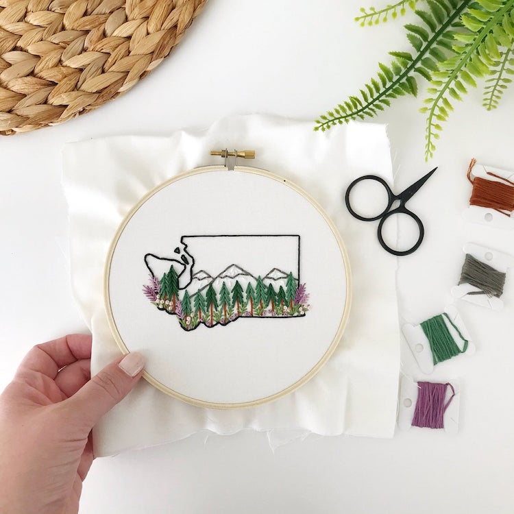 Washington State embroidery pattern