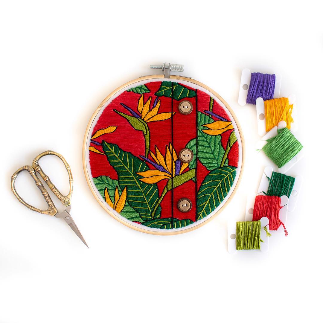 Hawaiian shirt pattern embroidery