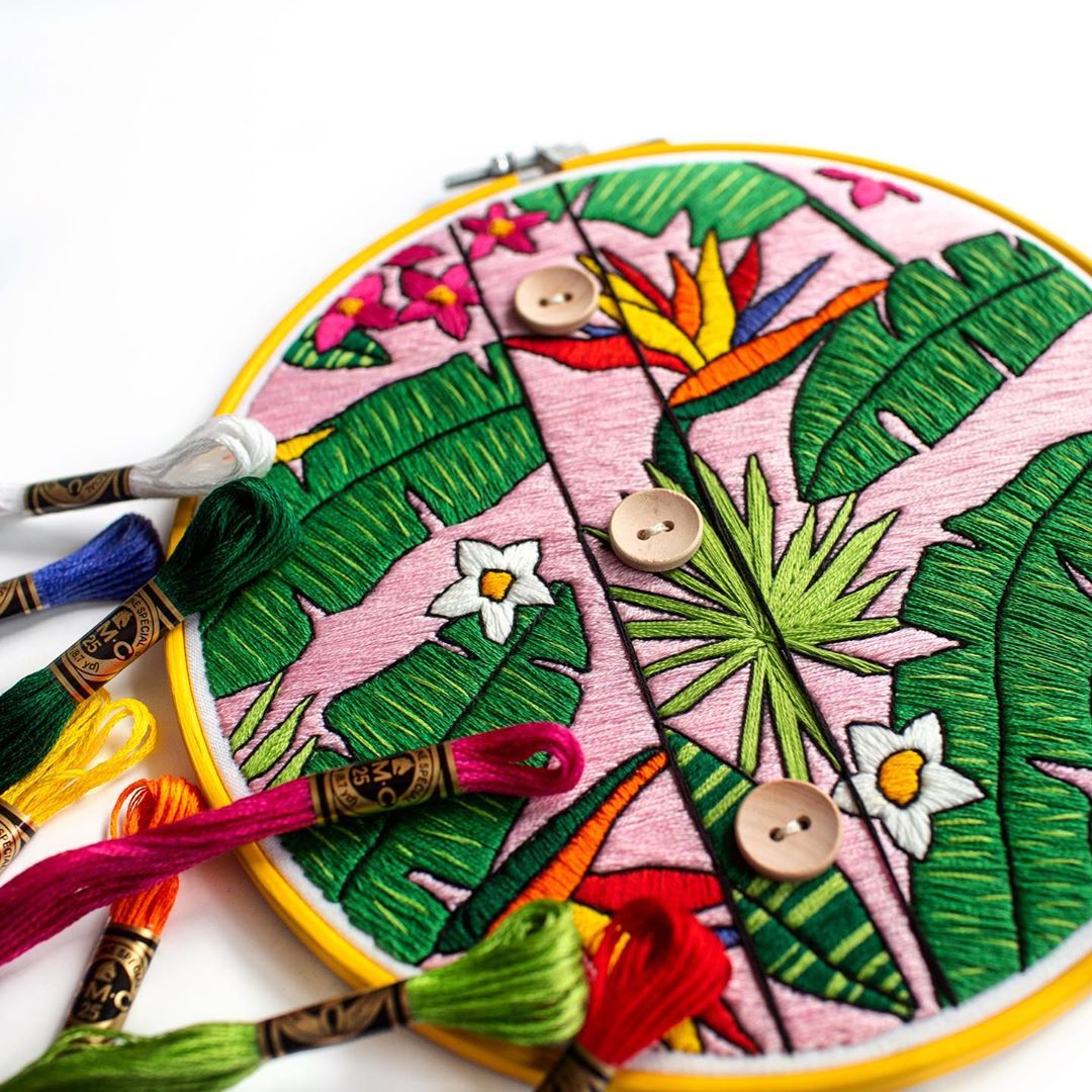 Hawaiian shirt pattern embroidery