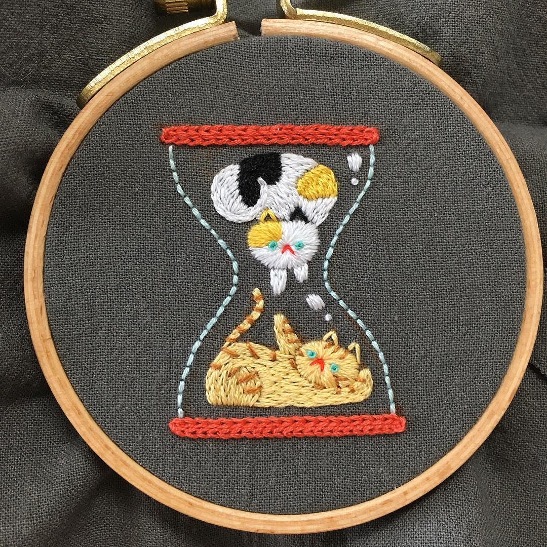 Cat embroidery by Nyang Stitch
