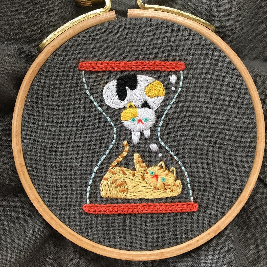 Cat embroidery by Nyang Stitch