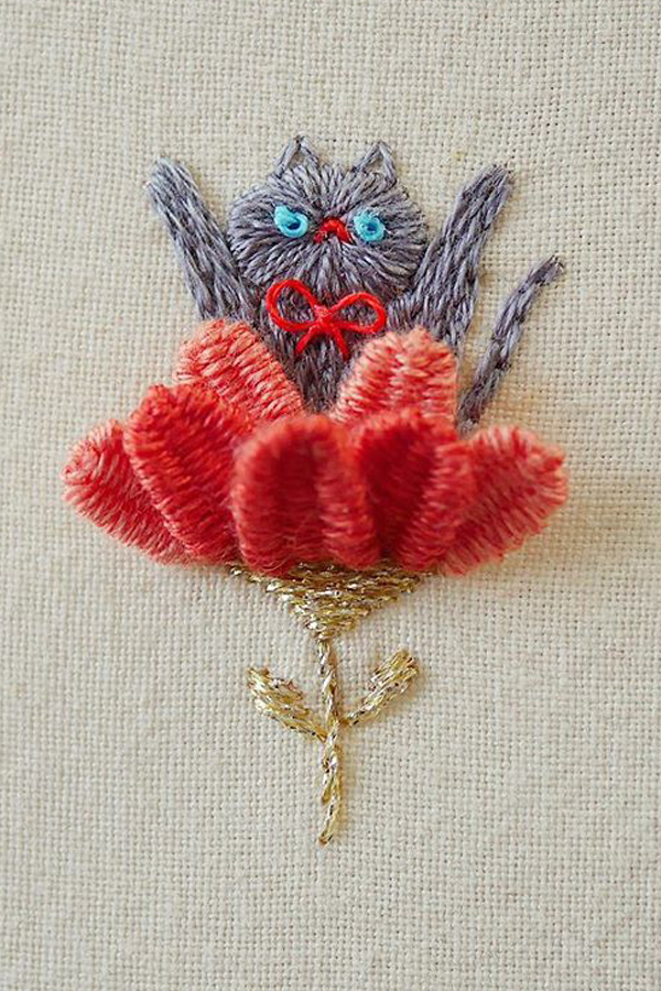 Cat embroidery by Nyang Stitch