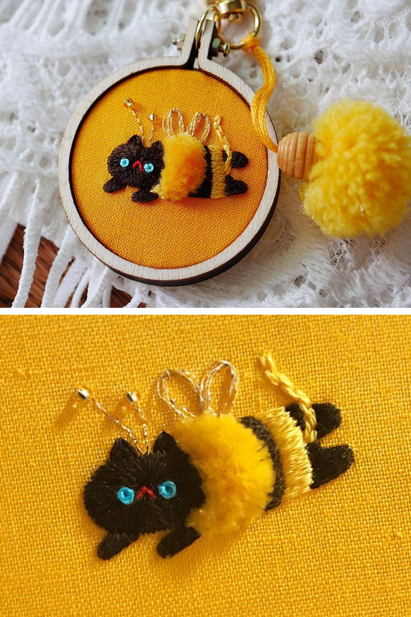 Cat embroidery by Nyang Stitch