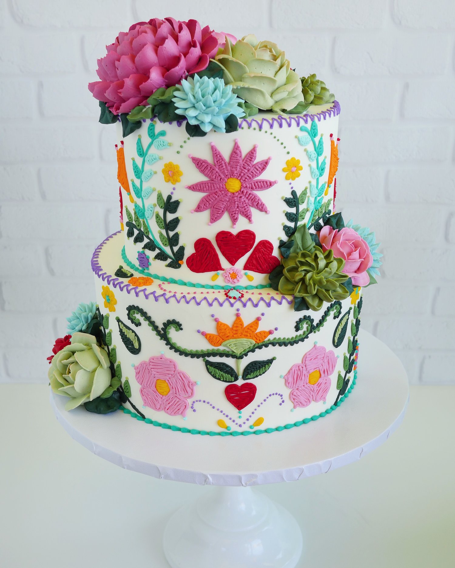 Embroidered cakes by Leslie Vigil