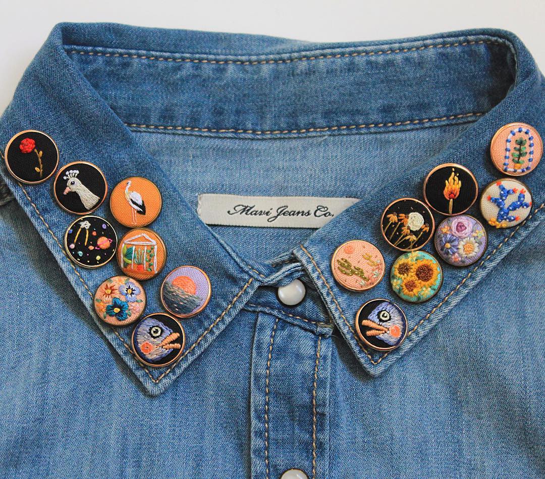 Embroidered pins by Irem Yazici